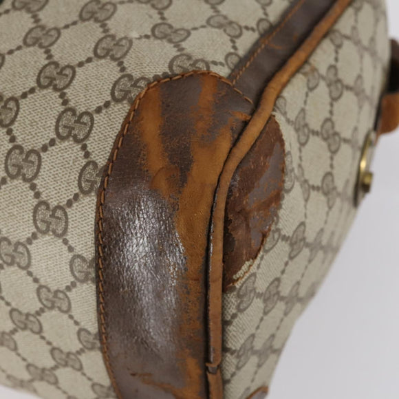 GUCCI GG Supreme Web Sherry Line Boston Bag PVC Beige Gold Red Auth hk3095