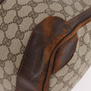 GUCCI GG Supreme Web Sherry Line Boston Tas PVC Beige Goud Rood Auth hk3095-19