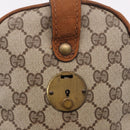 GUCCI GG Supreme Web Sherry Line Boston Tas PVC Beige Goud Rood Auth hk3095-23