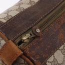 GUCCI GG Supreme Web Sherry Line Boston Tas PVC Beige Goud Rood Auth hk3095-24