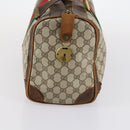 GUCCI GG Supreme Web Sherry Line Boston Bag PVC Beige Gold Red Auth hk3095-4