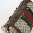 GUCCI GG Supreme Web Sherry Line Boston Bag PVC Beige Gold Red Auth hk3095-6