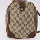 GUCCI GG Supreme Web Sherry Line Boston Tas PVC Beige Goud Rood Auth hk3095-6