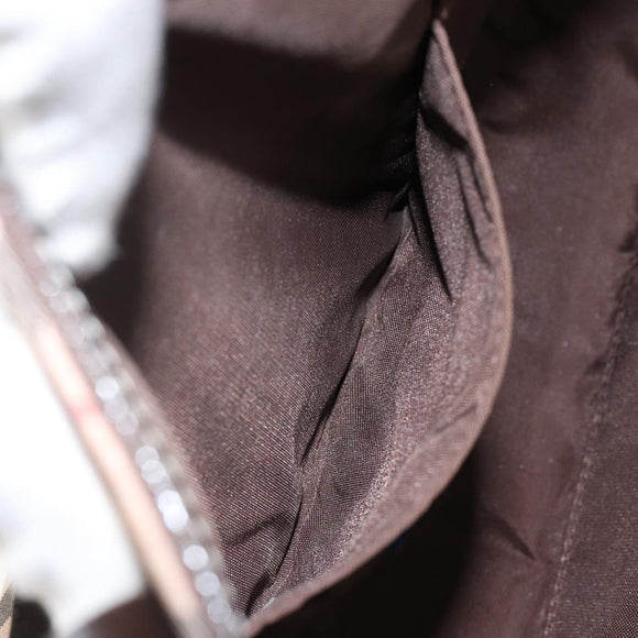 BURBERRY Nova Check Blue Label Tote Bag Nylon Beige Silver Auth hk3096