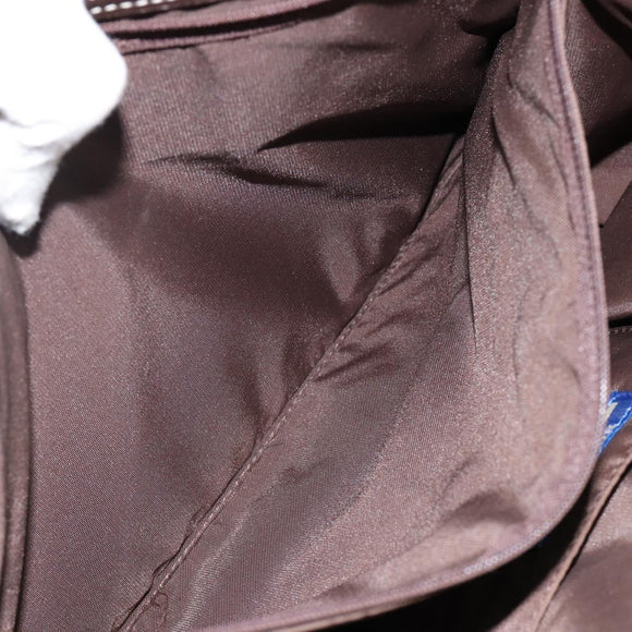 BURBERRY Nova Check Blue Label Tote Bag Nylon Beige Silver Auth hk3096