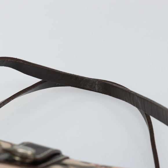 BURBERRY Nova Check Blue Label Tote Bag Nylon Beige Silver Auth hk3096