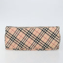 BURBERRY Nova Check Blue Label Tote Bag Nylon Beige Silver Auth hk3096-5