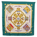 HERMES Carre 90 Scarf ""LES TAMBOURS"" Silk Green Auth hk3098-1