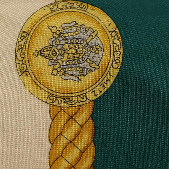 HERMES Carre 90 Scarf ""LES TAMBOURS"" Silk Green Auth hk3098