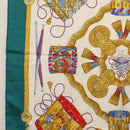 HERMES Carre 90 Scarf ""LES TAMBOURS"" Silk Green Auth hk3098-5
