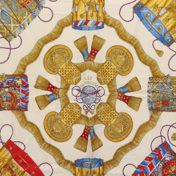 HERMES Carre 90 Scarf ""LES TAMBOURS"" Silk Green Auth hk3098