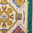 HERMES Carre 90 Scarf ""LES TAMBOURS"" Silk Green Auth hk3098-7