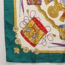 HERMES Carre 90 Scarf ""LES TAMBOURS"" Silk Green Auth hk3098-8