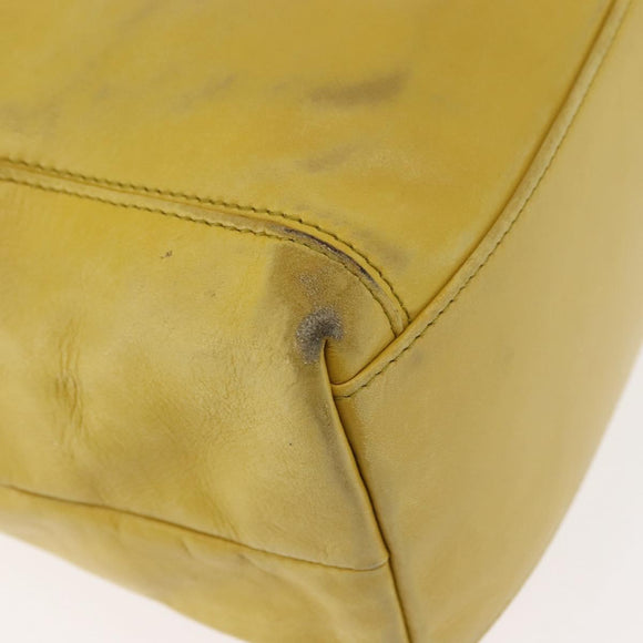 CHANEL COCO Mark Shoulder Bag Leather Yellow CC Auth hk3101