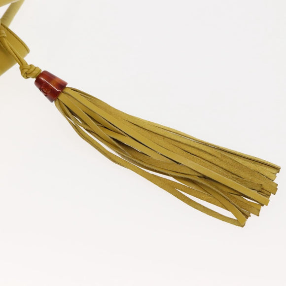 CHANEL COCO Mark Shoulder Bag Leather Yellow CC Auth hk3101