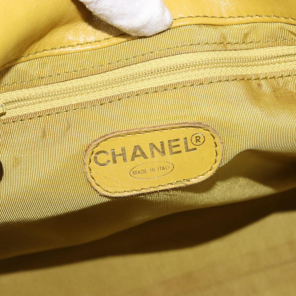 CHANEL COCO Mark Shoulder Bag Leather Yellow CC Auth hk3101