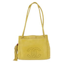 CHANEL COCO Mark Shoulder Bag Leather Yellow CC Auth hk3101-13
