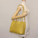 CHANEL COCO Mark Shoulder Bag Leather Yellow CC Auth hk3101-23