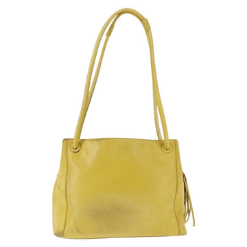 CHANEL COCO Mark Shoulder Bag Leather Yellow CC Auth hk3101 - 0