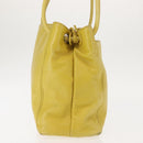 CHANEL COCO Mark Shoulder Bag Leather Yellow CC Auth hk3101-5