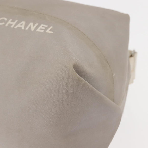 CHANEL Sports Shoulder Bag Nylon Gray Silver CC Auth hk3103