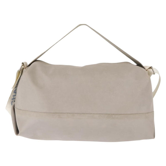 CHANEL Sports Shoulder Bag Nylon Gray Silver CC Auth hk3103