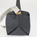 CHANEL Sports Shoulder Bag Nylon Gray Silver CC Auth hk3104-3