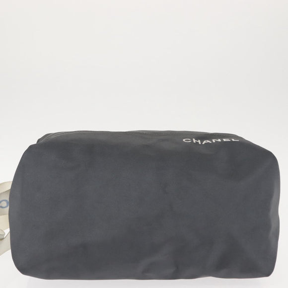 CHANEL Sports Shoulder Bag Nylon Gray Silver CC Auth hk3104