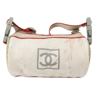 CHANEL Sports Shoulder Bag PVC Canvas White Silver CC Auth hk3105 - 0