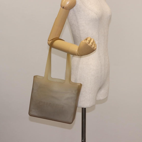 CHANEL Hand Bag rubber Gray CC Auth hk3106