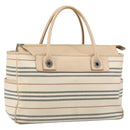 BURBERRY Tote Bag Canvas Ivory Silver Auth hk3108-1