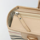 BURBERRY Tote Bag Canvas Ivory Silver Auth hk3108-11