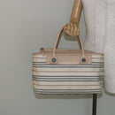 BURBERRY Tote Bag Canvas Ivory Silver Auth hk3108-23