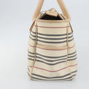 BURBERRY Tote Bag Canvas Ivory Silver Auth hk3108-4