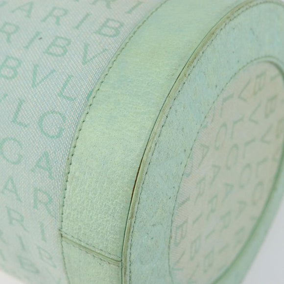 BVLGARI Logo mania Shoulder Bag Canvas Leather Green Emerald Auth hk3109