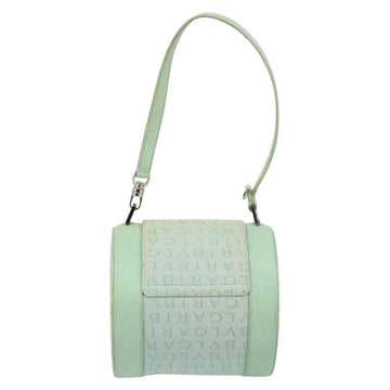 BVLGARI Logo mania Shoulder Bag Canvas Leather Green Emerald Auth hk3109 - 0