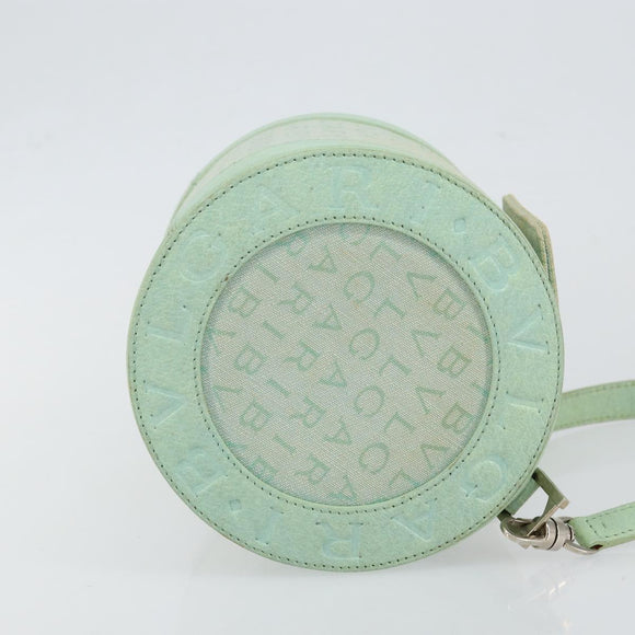 BVLGARI Logo mania Shoulder Bag Canvas Leather Green Emerald Auth hk3109