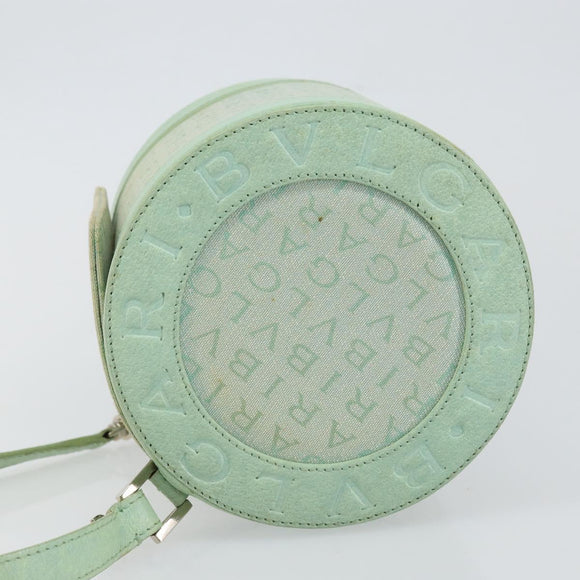 BVLGARI Logo mania Shoulder Bag Canvas Leather Green Emerald Auth hk3109