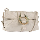 BVLGARI Chandra Shoulder Bag Leather Silver Gold Auth hk3110-1