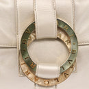 BVLGARI Chandra Shoulder Bag Leather Silver Gold Auth hk3110-18