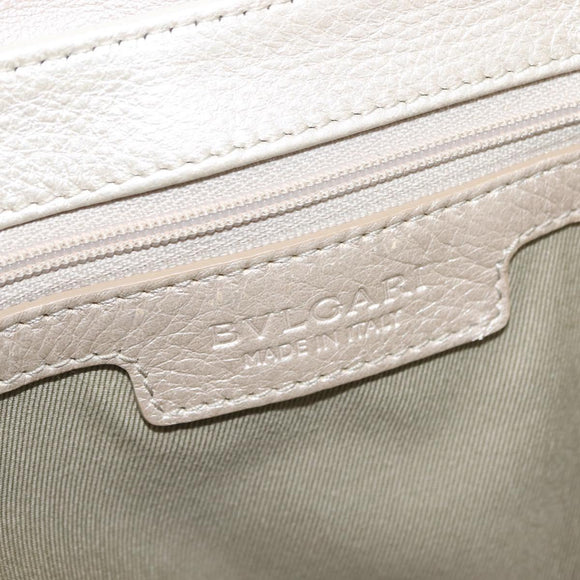 BVLGARI Chandra Shoulder Bag Leather Silver Gold Auth hk3110