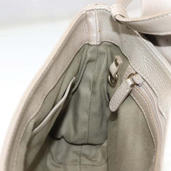 BVLGARI Chandra Shoulder Bag Leather Silver Gold Auth hk3110