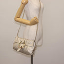 BVLGARI Chandra Shoulder Bag Leather Silver Gold Auth hk3110-23