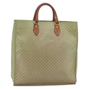 CELINE Macadam Canvas Hand Bag PVC Leather Beige Gold Auth hk3111-1