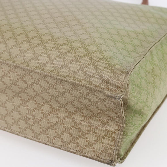 CELINE Macadam Canvas Hand Bag PVC Leather Beige Gold Auth hk3111