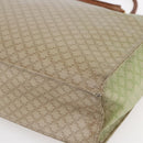 CELINE Macadam Canvas Hand Bag PVC Leather Beige Gold Auth hk3111-15