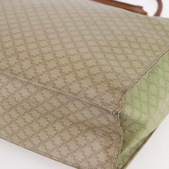 CELINE Macadam Canvas Hand Bag PVC Leather Beige Gold Auth hk3111