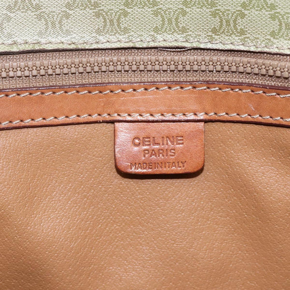 CELINE Macadam Canvas Hand Bag PVC Leather Beige Gold Auth hk3111