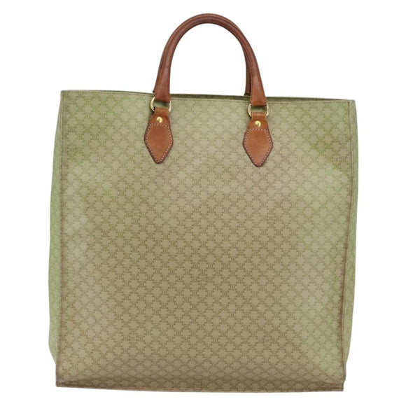 CELINE Macadam Canvas Hand Bag PVC Leather Beige Gold Auth hk3111