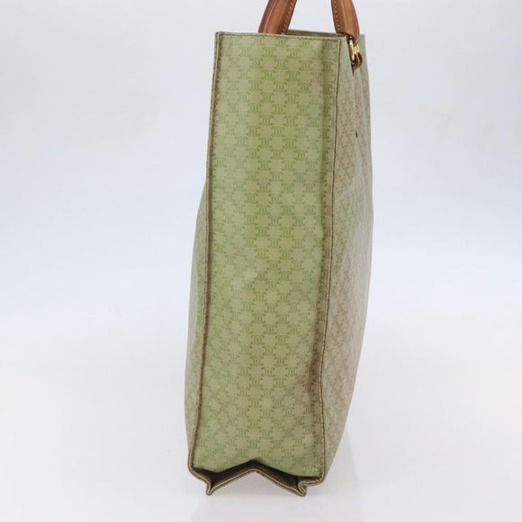 CELINE Macadam Canvas Hand Bag PVC Leather Beige Gold Auth hk3111